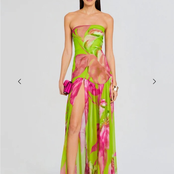 Retrofete Green and Pink Silk Gown. NWT. - Picture 5 of 6